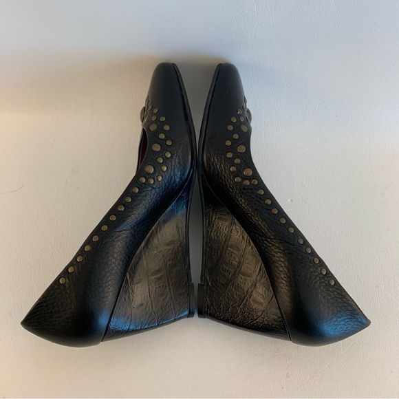 Diego ai Lucca Black Leather Wedges - Picture 5 of 7